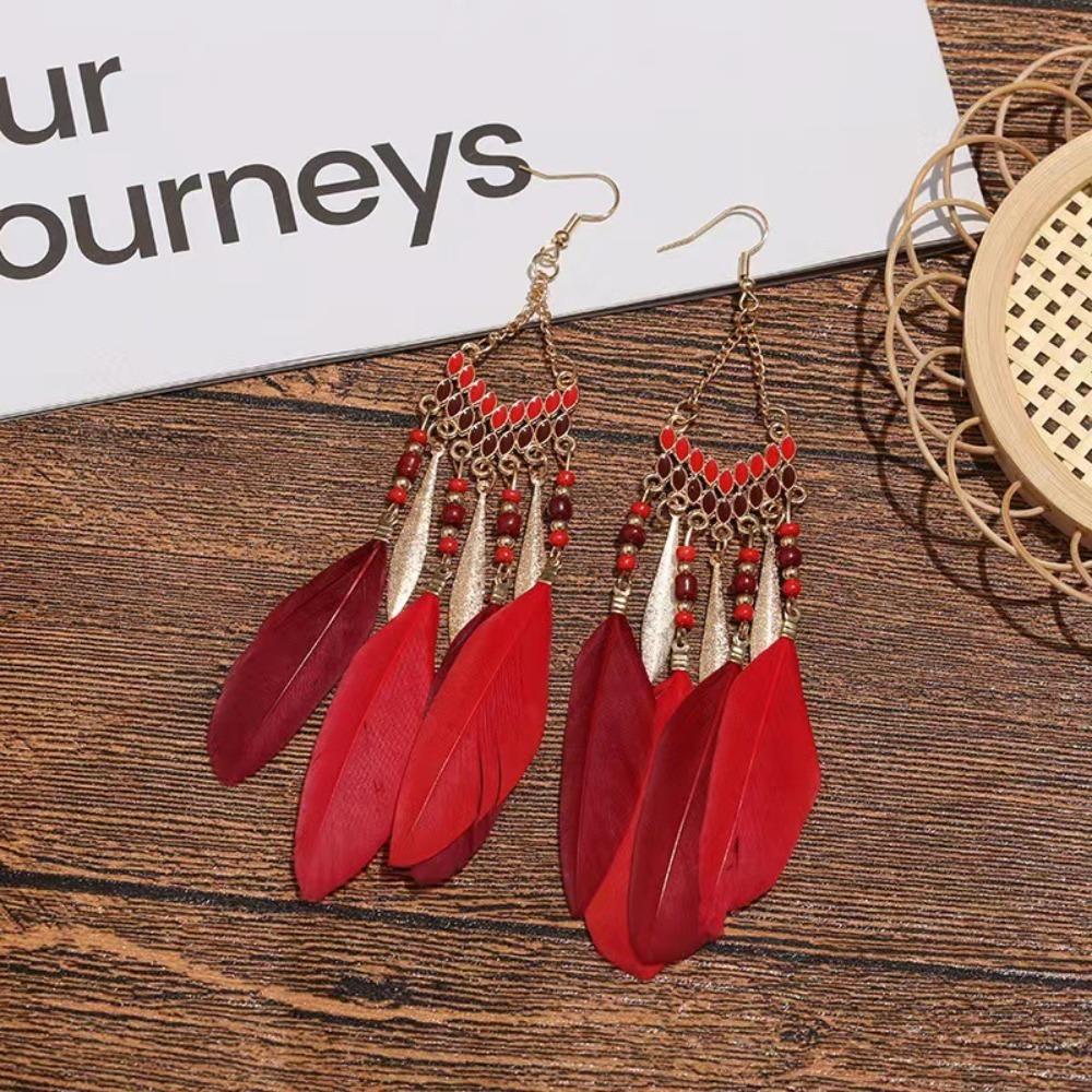 with Tassel Long Tassel Earrings Alloy Ethnic Style Earrings New Trendy Earrings