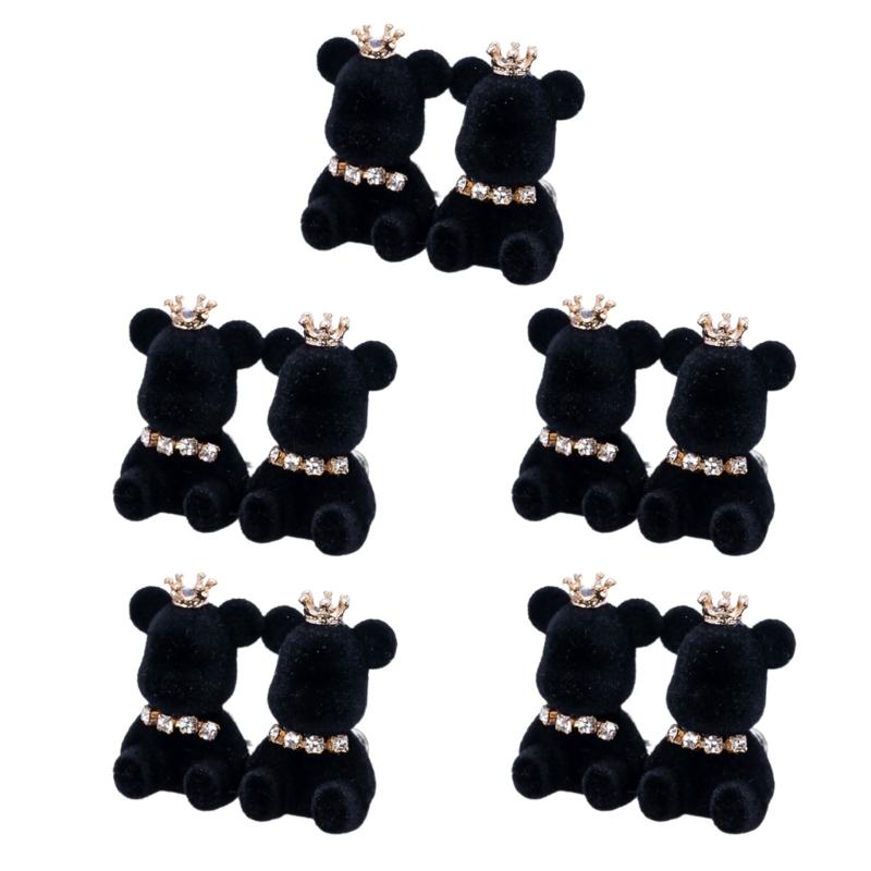 

Fashionable Rhinestones Embellished Bear Shaped Button For Waistband Adjustment чорний