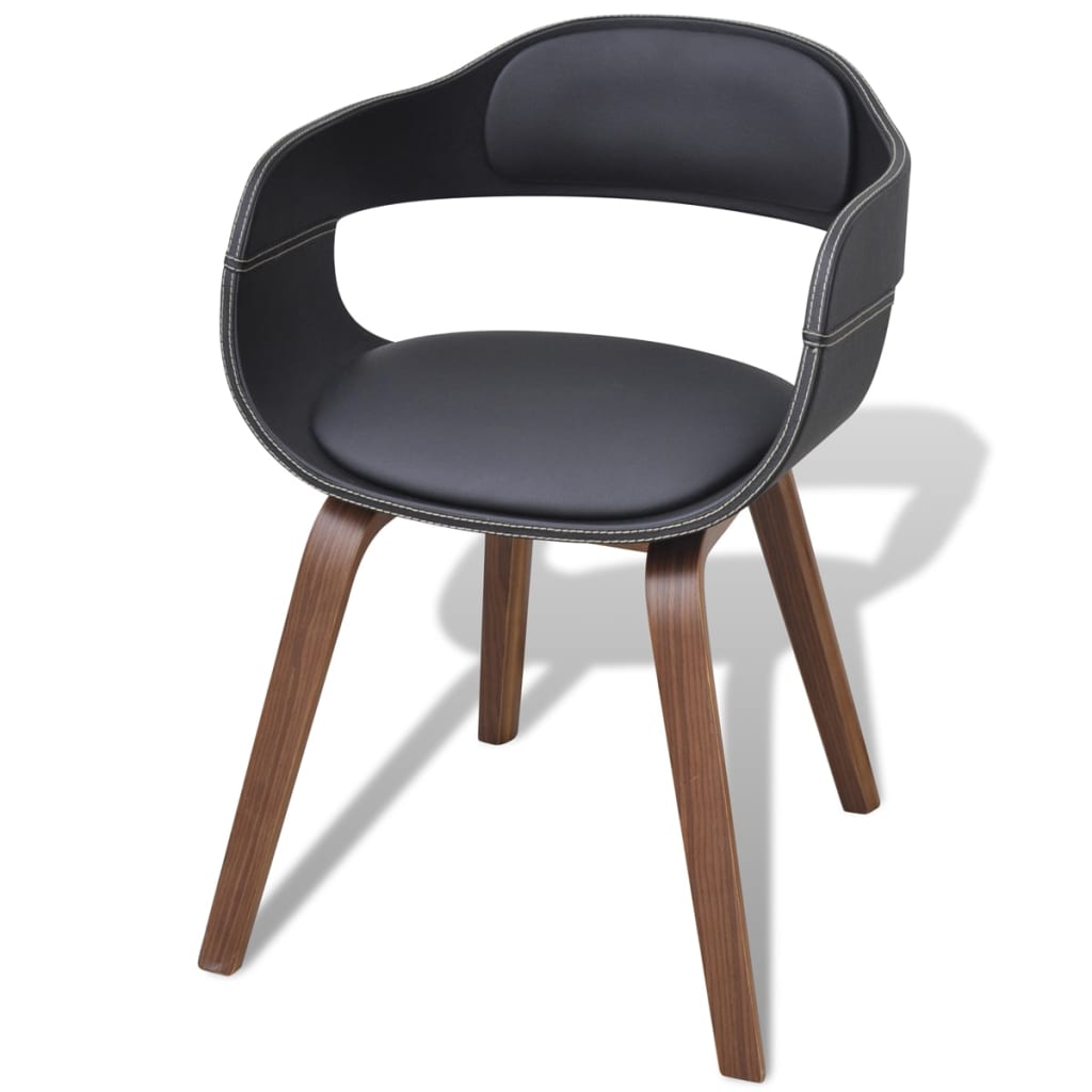 Dining Chairs 2 pcs Black Bentwood Frame and Faux Leather