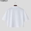 INCERUN Men Lapel Neck Short Sleeve Printing Casual Loose Cropped Shirts