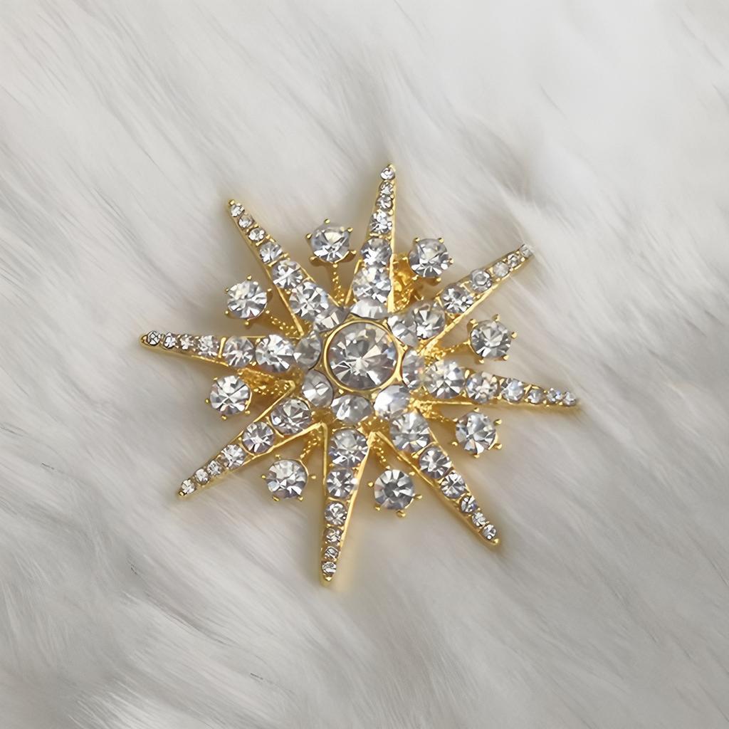Amash temperament snowflake brooch women's exquisite diamond-encrusted octagram brooch fashion anti-light pin suit accessories