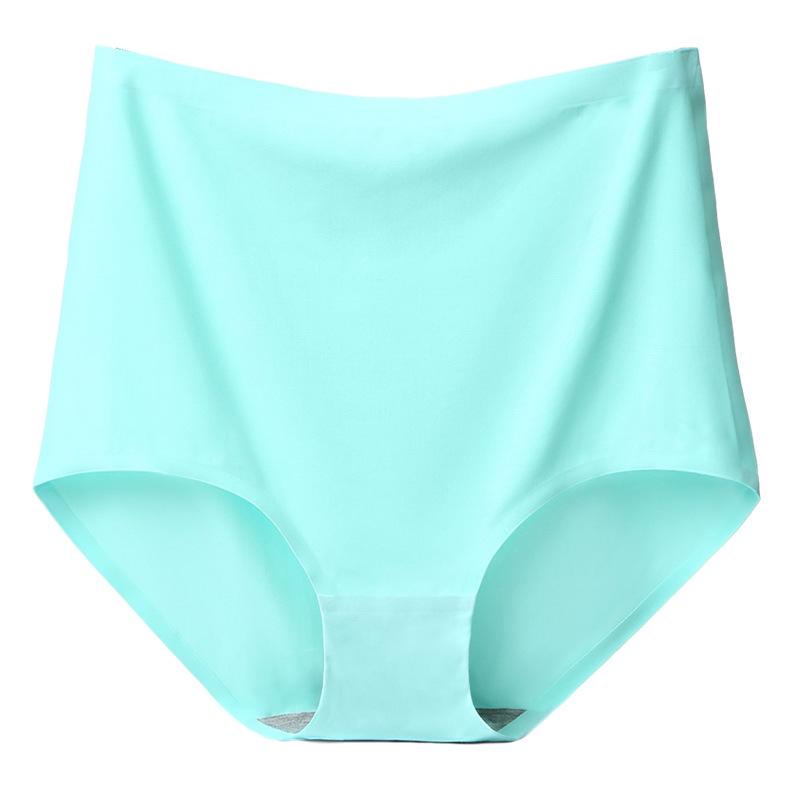 Breathable Women's High Waist Seamless Cotton Crotch Panties - Thin Ice Silk, White, Abdomen Control.