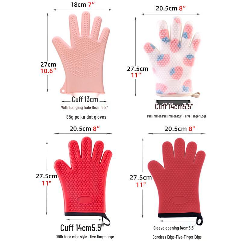 Cotton-Padded Heat-Resistant Silicone Kitchen Gloves