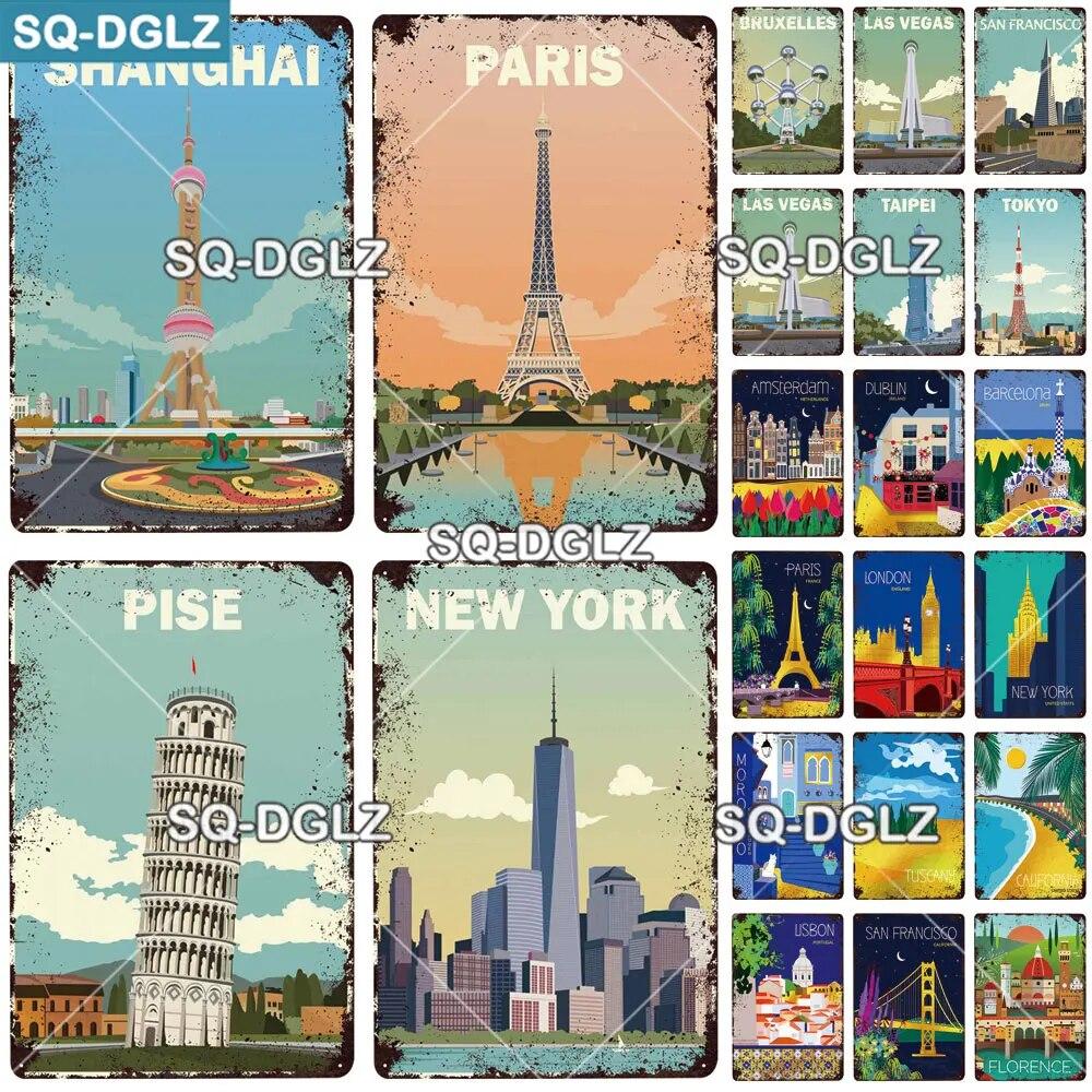 

Металлический знак города Париж, винтажная табличка, декор для паба, бара, Настенный декор, жестяная вывеска, Нью-Йорк/ПИЗЕ/ШАНХАЙ, плакат, подарок