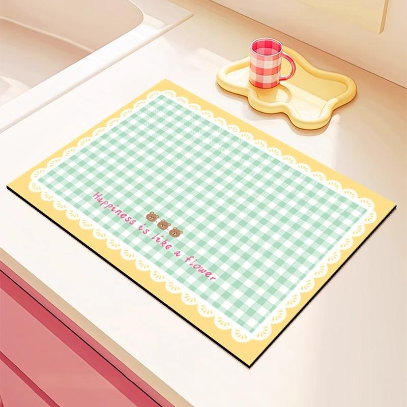 Diatom Mud Placemat, Lace Lattice Drain Pad, Diatom Mud Suction Pad, Dishes, Sink, Dishwashing And Anti-Scalding 30*40cm
