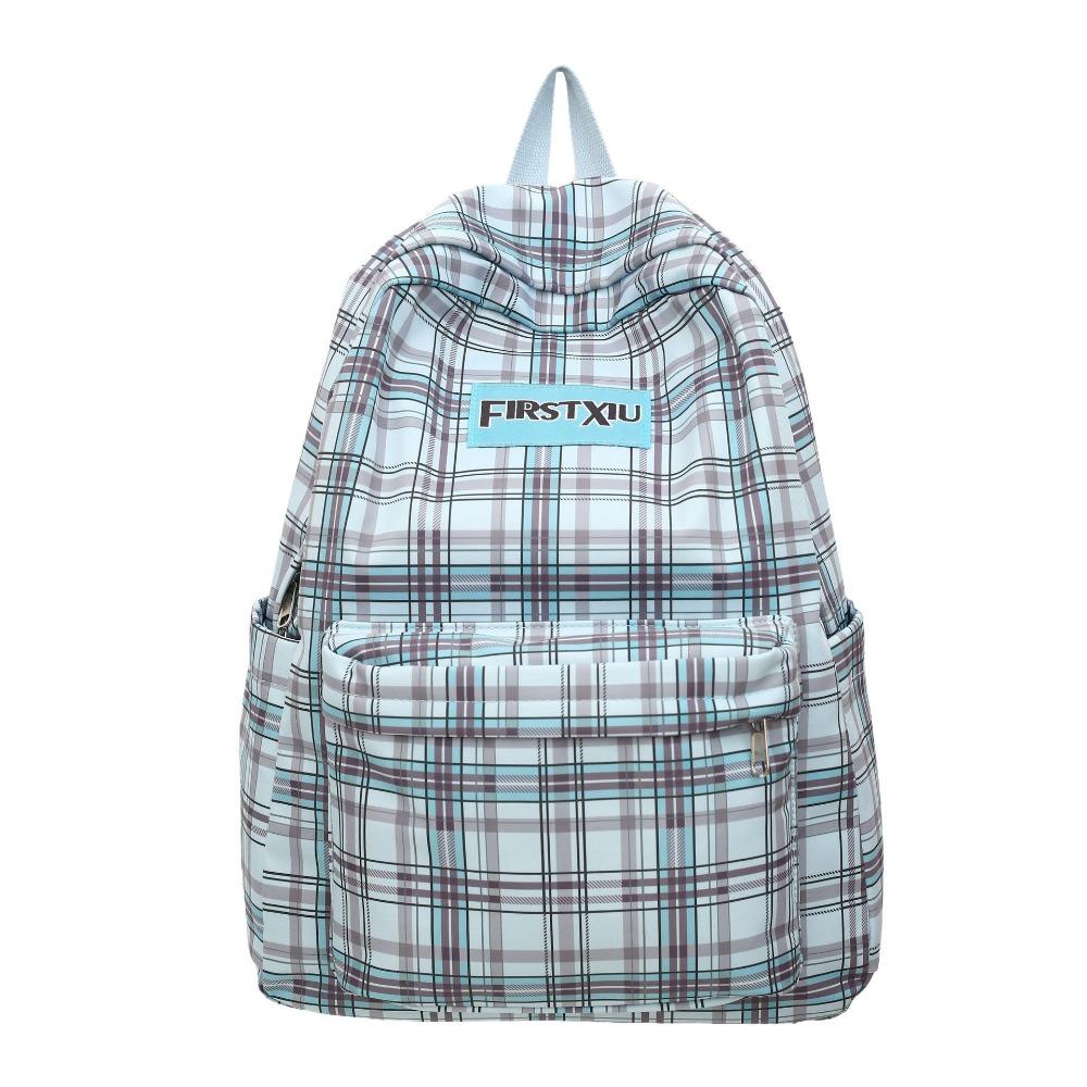 New plaid junior high school student schoolbag women's fashion large capacity high school student backpack