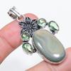 Natural Imperial Jasper, Tsavorite 925 Sterling Silver Pendant 2.17" R4u67