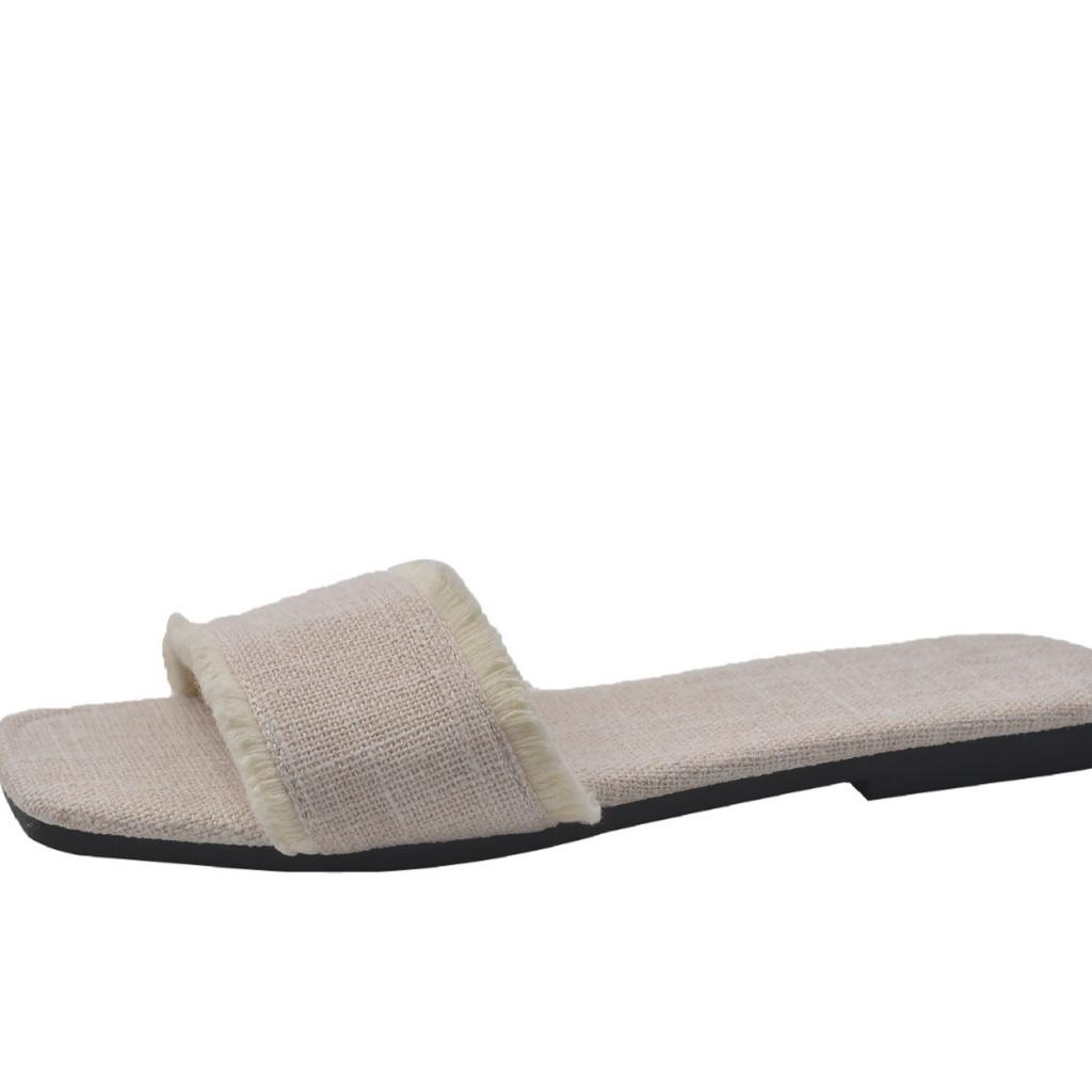 Flat bottom one-word fashion cool slippers summer new retro open-toed outer slippers light