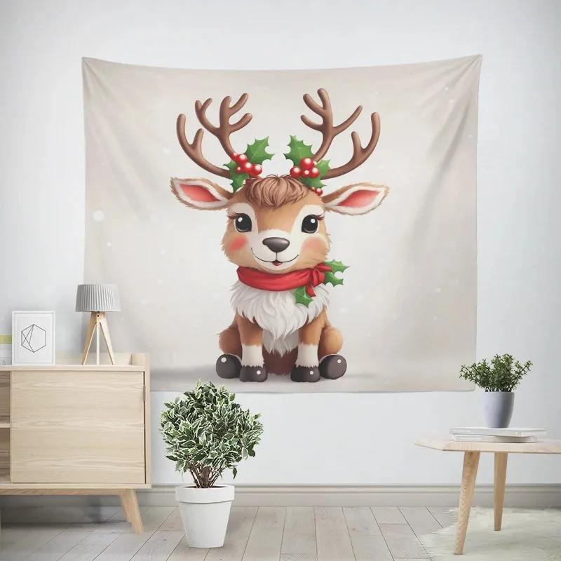 Weihnachten Neujahr Schlitten Elch Wandteppich Wohnzimmer Sofa Heimdeko Weihnachtsgeschenk