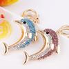 Elegant Rhinestone Dolphin Keychain Zinc Alloy Ocean Pendant Gift For Women