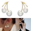 French Style Cherry Pearl Earrings Unique Cream Cherry Pearl Earrings For Sensitive Skin Daily Wear Special Occasions