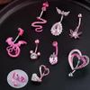 Spider Snake Belly Button Ring Dangle Stainless Steel Zircon Heart Navel Ring For Women Body Piercing Jewelry