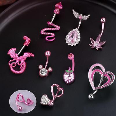 Piercing do pępka Pająk Wiszący Stal Nierdzewna Cyrkonia Serce Pierścień do Pępka dla Kobiet Biżuteria do Piercingu Ciała