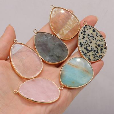 Pingente de pedra natural citrino/flash labradorite/amazonita/balmatin pingente irregular para fazer jóias acessório de colar diy