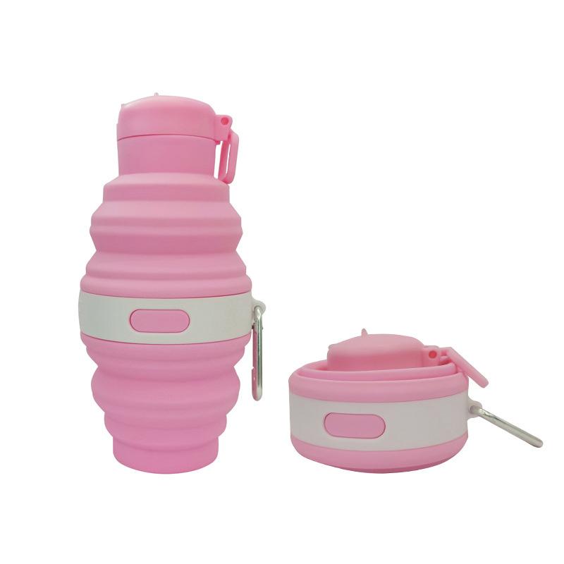 Reusable 475Ml Collapsible Water Bottles Retractable Portable Hiking Cups With Carabiner Silicone Folding Drink Cups Sport