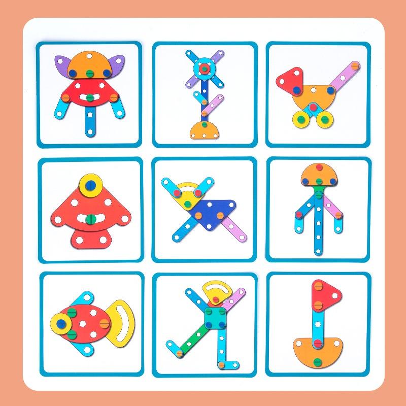 Wooden Diy Nut Combination Creative Screw Toy For Children Educational Building Blocks Puzzle Game