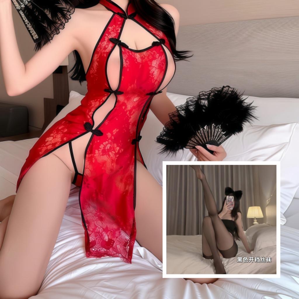 Sex lingerie sexy free temptation cheongsam hot cosplay uniform pure desire wind see-through nightdress