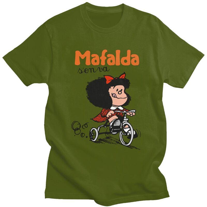 Custom Quino Comic Cartoon Mafalda T Shirt for Men 100 Cotton Tshirt Fashion Tees Short Sleeves Tshirt Clothing
