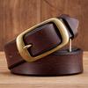 3.8CM Men's Genuine Leather Belt Luxury Designer Brass Pin Buckle Belts Pure Cowskin Vintage Strap Male Jeans Belt for Man