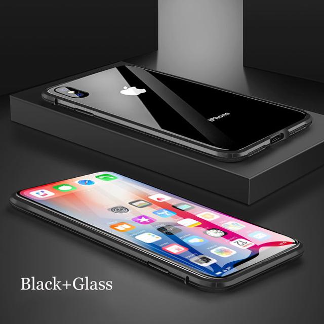 Magnetische Metall Doppelseitige Gehärtetes Glas Hülle 360 Grad Schutz Für iPhone 15 14 13 12 11 Pro MAX XR XS 8 7 Plus SE