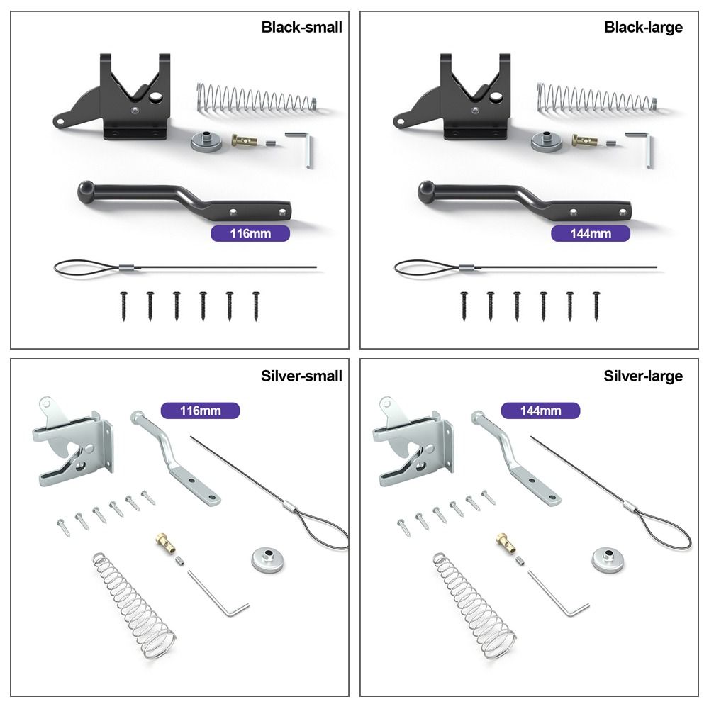 Metal Self-Locking Gate Latch Heavy Duty Spring Cable Pull Fence Gate Latch with Bolt Automatic Slam Catch