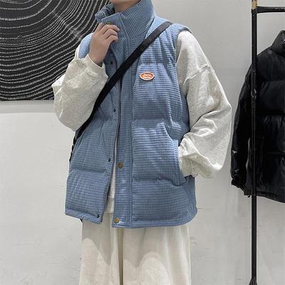 Herrväst i manchester och bomull - Höst/Vinter Trendig Lös passform, Ins Street Style, Tjock Ståkrage, Ärmlös Dunjacka