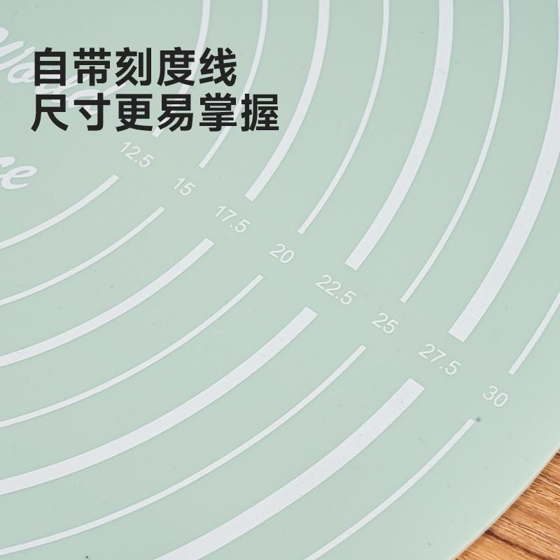 2Pcs/Set Reusable Thickened Rolling Pin Pastry Mat Set Round Silicone Kneading Pad Househeld Pastry Baking Dough Mat