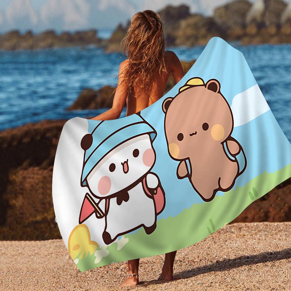 1pc Bubu And Dudu Beach Towel Cartoon Cute Summer Kids Large Bath Pool Beach Towel Microfiber Absorbent For Swimming Travel