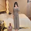 Modal Women's One-Piece Pajama Set with Built-In Bra - Long Sleeve, High-End, Home & Outdoor Wear for Spring & Autumn