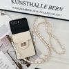 Fragrant Pearl Crossbody For Women Luxurious Card Holder Wallet Phone Case for Samsung Galaxy Z Flip 7 6 5 4 3 Shockproof Cover