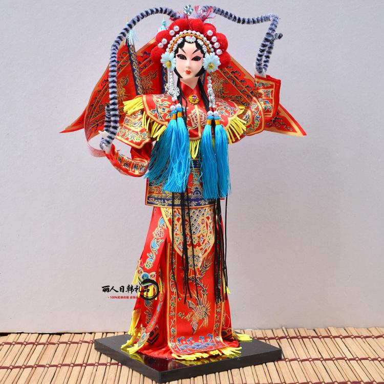 Beijing Silk Doll Peking Opera Mu Guiying, Chinese Folk Craft Forbidden City Souvenir