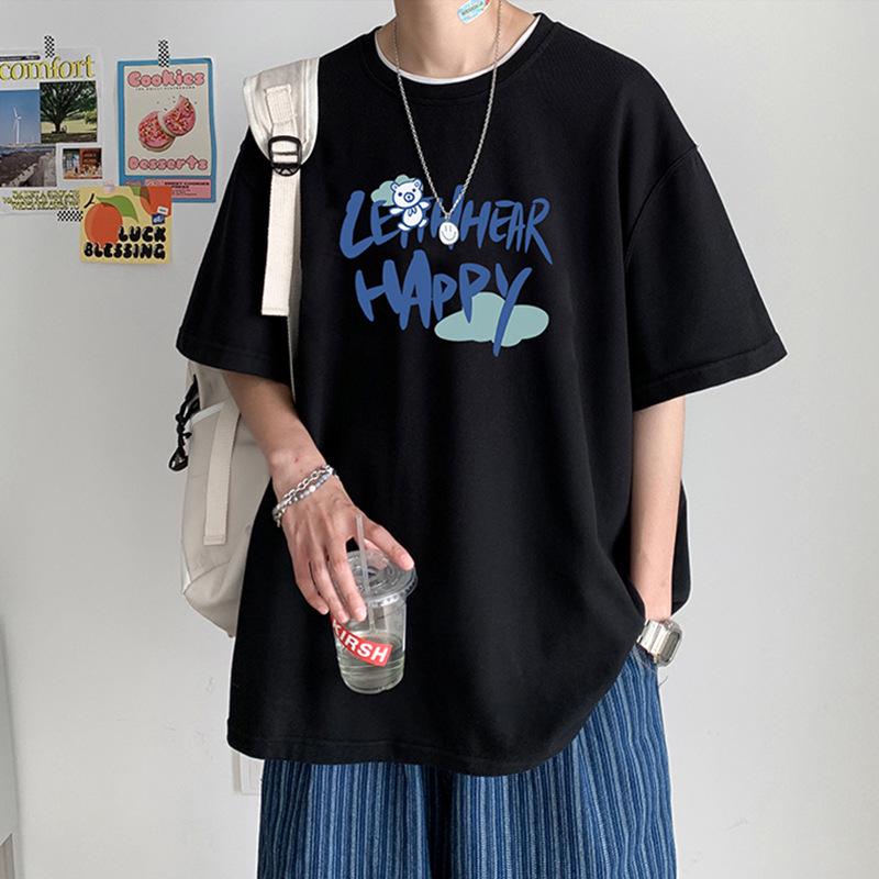 

Мужская футболка с коротким рукавом с принтом для лета - Свободный крой, Круглый вырез, Модный дизайн S