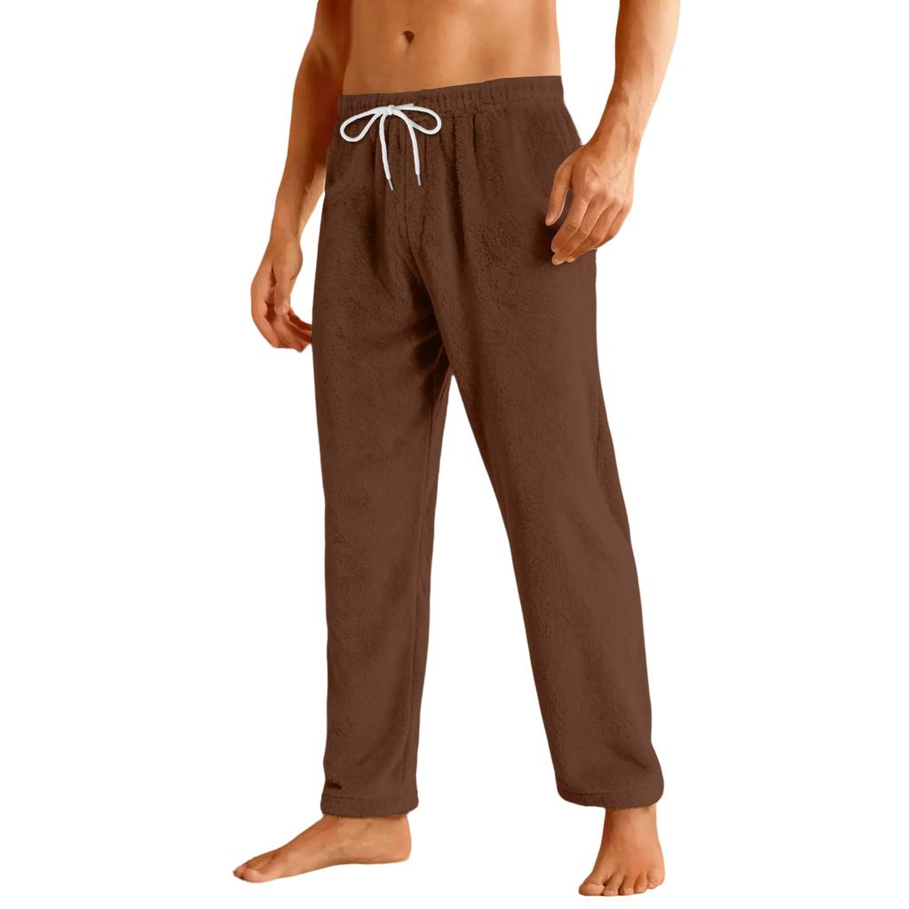 Men's Drawstring Pocket Flannel Casual Pants