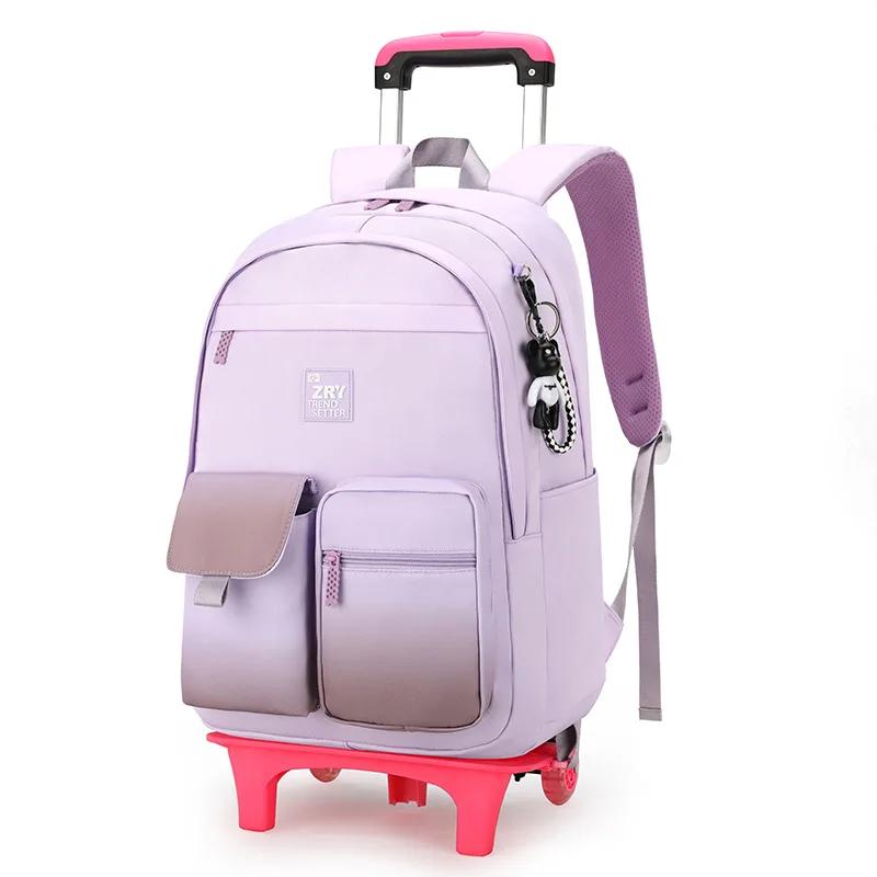 Zaino Scolastico con Ruote Zaino Trolley per Bambine Studentesse Zaino a Ruote Trolley Borsa Scolastica Trolley da Viaggio Bagaglio