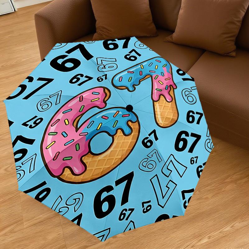 1PC Number 67 Umbrella-8-Rib Reinforced, Automatic Open, Lightweight & Durable, Fashion Accessory for Outdoor, J0337