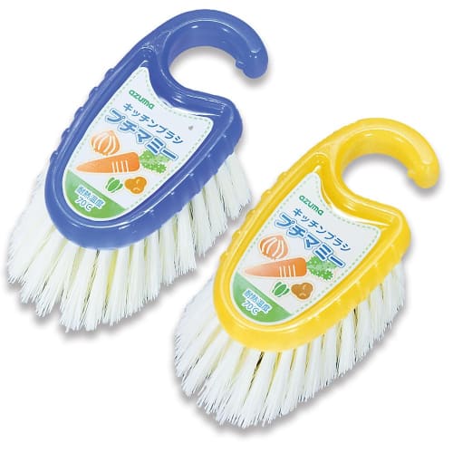 Azuma TK Kitchen Brush Clear, 2-Color Set, 12.5 X 7.5 X 5 Cm, Yellow and Blue, Easy-to-Use Palm-Sized