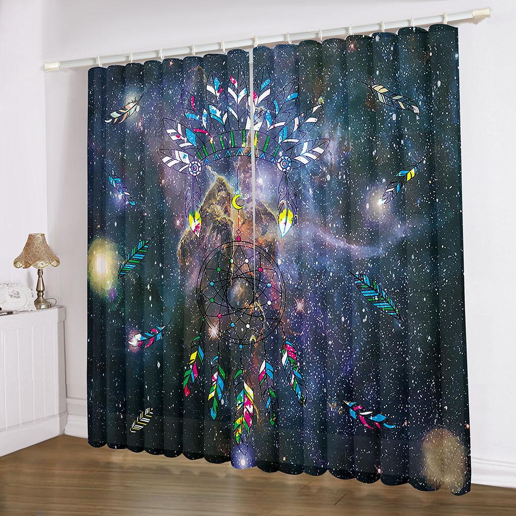 

Мультяшные шторы с изображением газового пространства туманности, Вселенная имеет значение в астральной зоне, открытый космос, гостиная, шторы на окна спальни 100W130H(CM)40x51in&Grommet Top