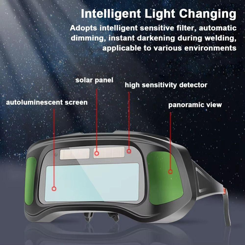 Headworn Automatic Dimming Welding Glasses Anti-glare Dimming Soldering Glasses Eye Protection Solar power Solder Lenses Welder