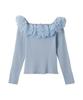 Selford Ruffle Rib Knit Top CWNT251096 SAX 2-Way Women's
