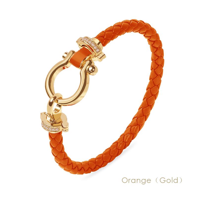 MOONLIGHT Women's Classic Horseshoe Shape Bracelet Genuine Braided Leather Bracelet Female Jewelry Present 11 Colors