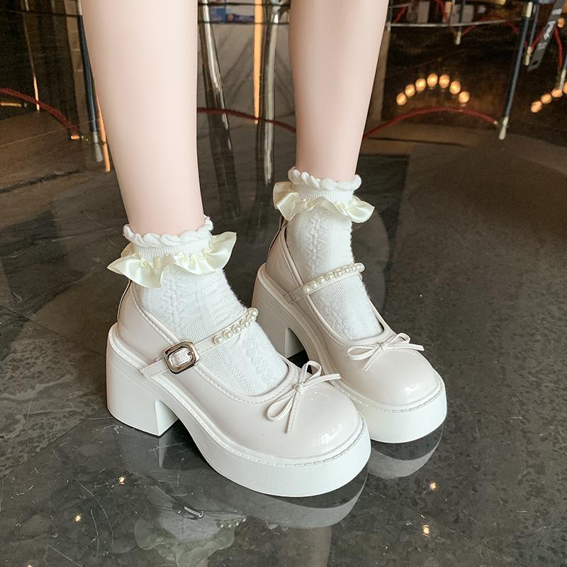 Fashion Ladies Shoes 2025 Platform Women's High Heels Round Toe Autumn Pumps Women Chunky Heel Mary Janes Shoes Woman Dress Lolita Shoes