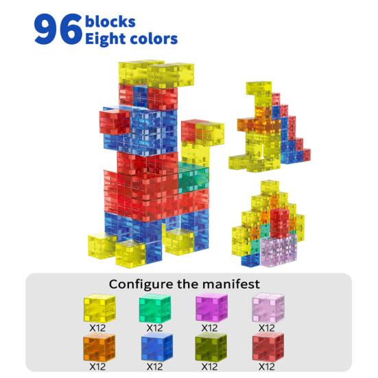 32/64/96Pcs/Set Magnetic Cube Building Block Preschool Learning Educational Colorful Building Brick Construction