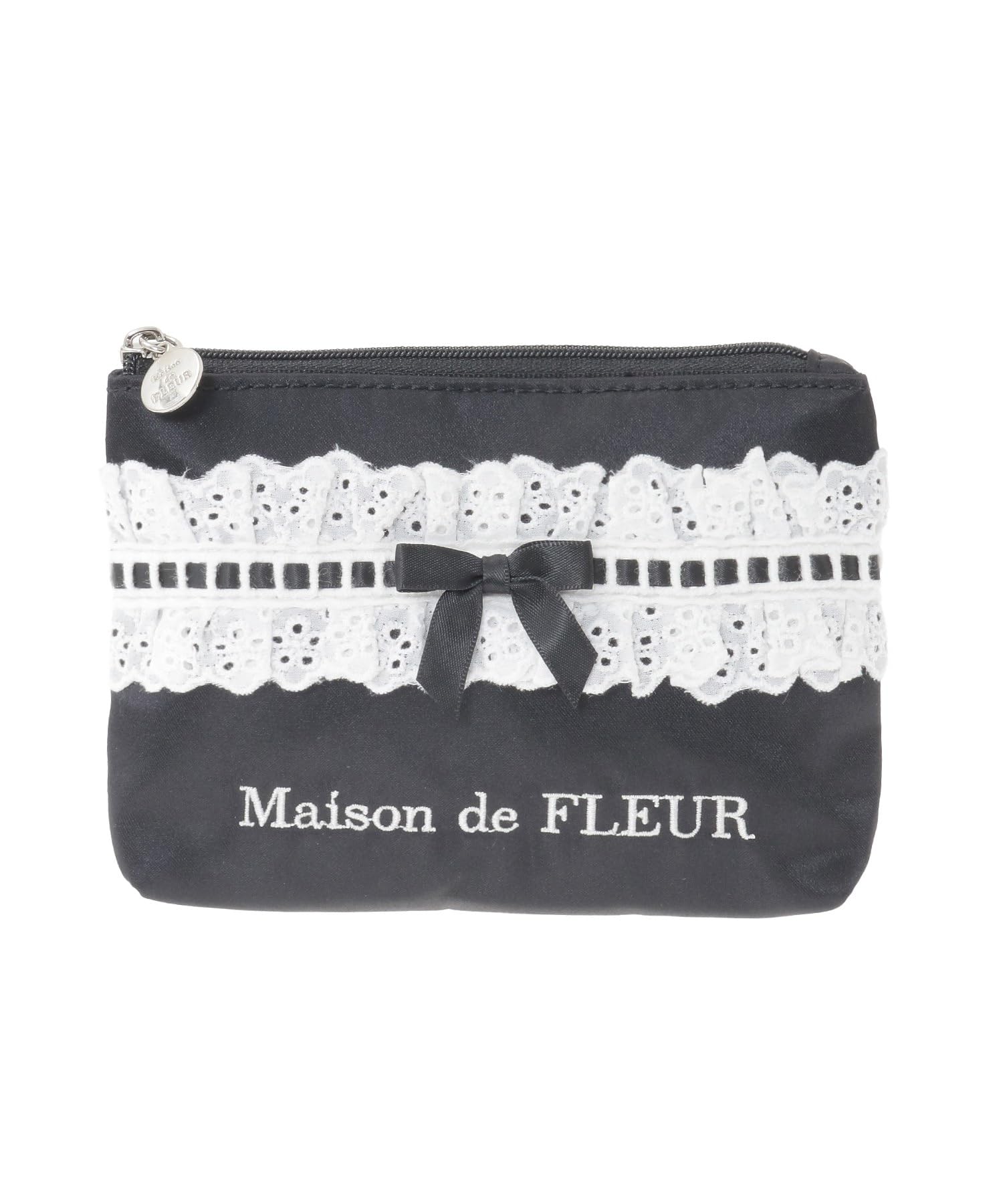 Maison de FLEUR Cotton Frill Size 08001002600 Pouch, Black, F, Pouch/Drawstring Bag, чёрный