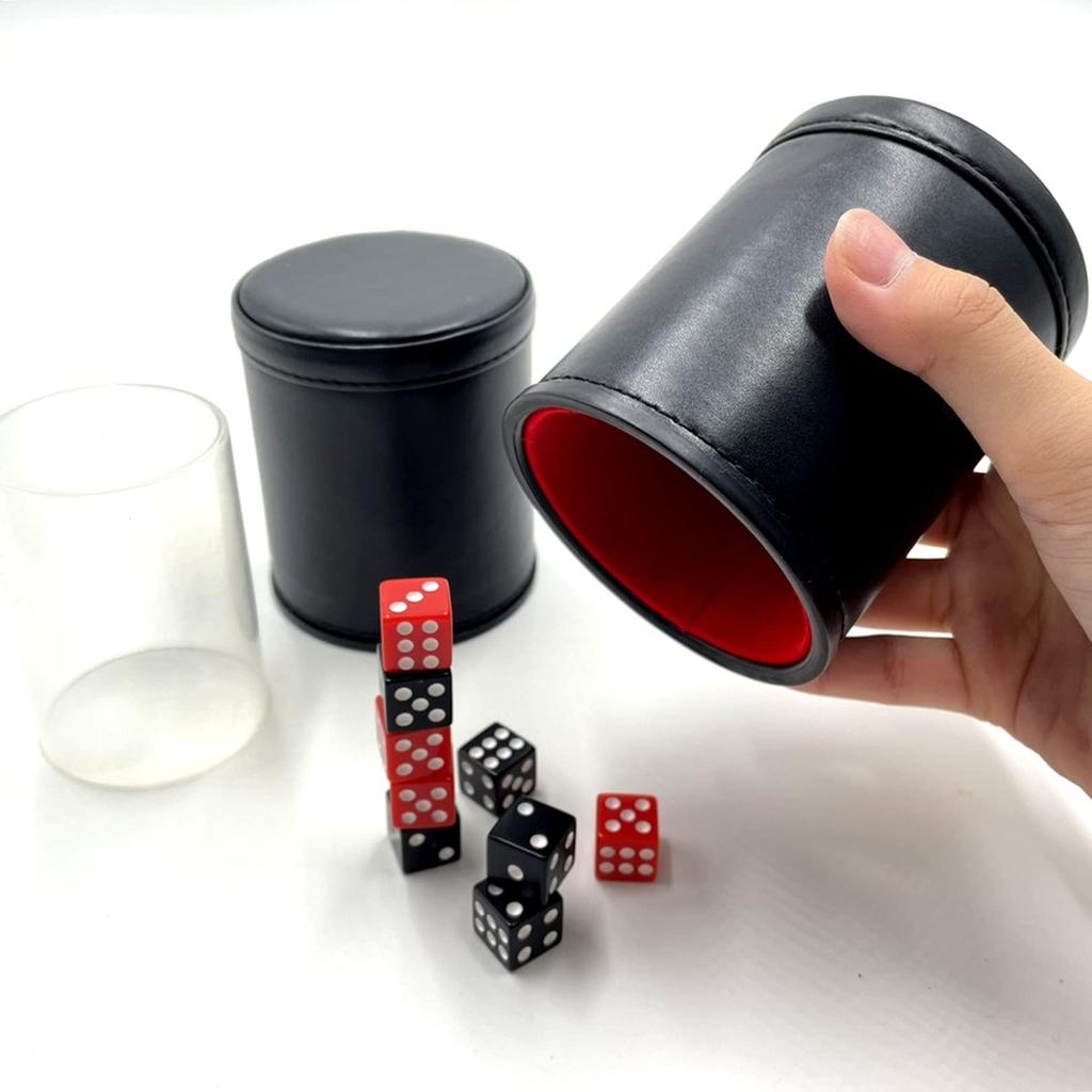 Sac Taske Dice Stacking Leather Dice Cup & Set of 10 Dice & Practice Cup (Set of 2 Cups)