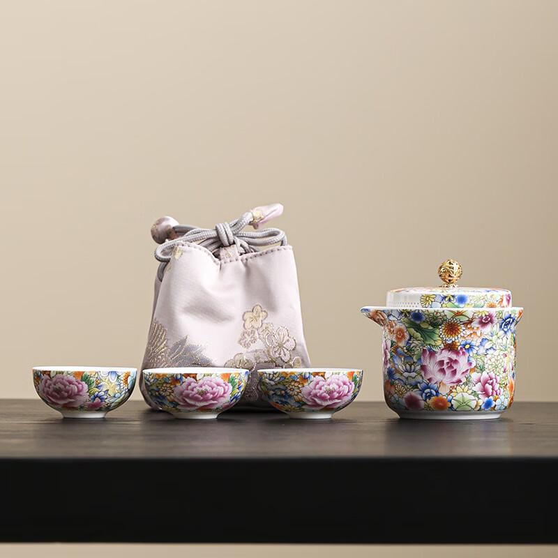 Portable One Pot Three Cups Travel Tea Set