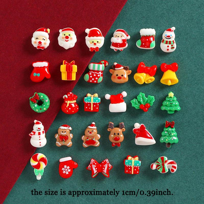 WTEMPO Mini Cute Christmas Resin Accessories Suitable for DIY Crafts Hairband Accessories Scrapbooking Phone Case Making Accessories Party Gifts