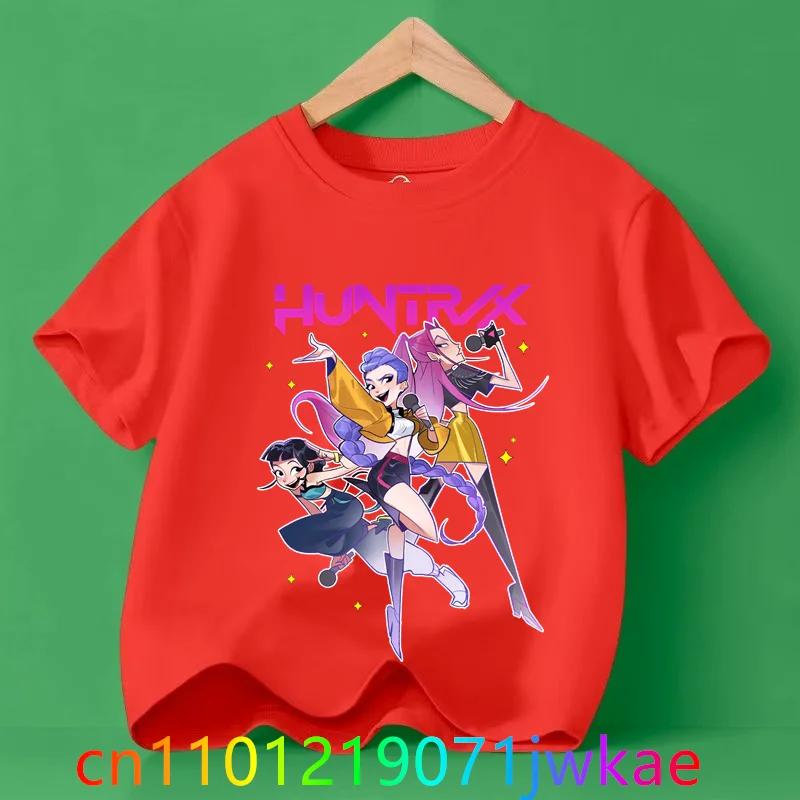 Hots Kinder T-Shirt KPop Dämonenjäger Film Rundhals Cartoon Mädchen Jungen T-Shirt Lässig Baby Print Mode Lässige Mädchenkleidung