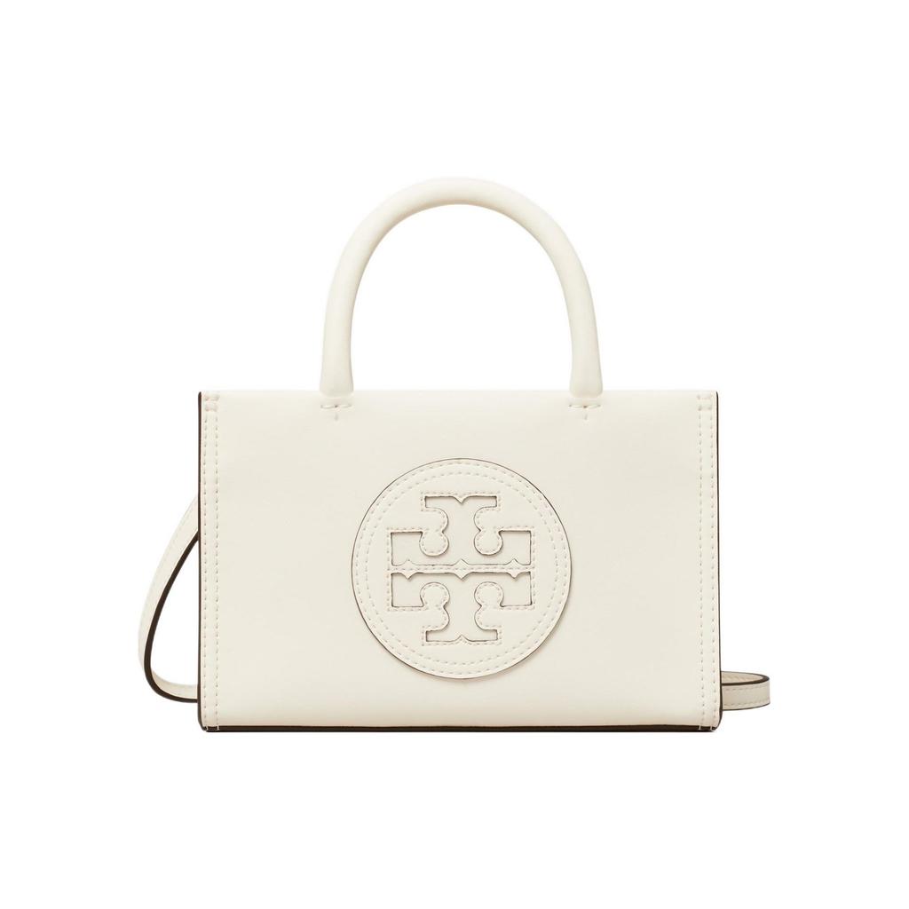 Tory Burch Ella Magnetic Snap Adjustable Detachable Shoulder Strap Faux Fur Tote Bag Shopping Bag Crossbody Handbag Mini Women Tote White 145613-100