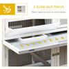Wooden Pet Hutch, Two-Tier Cage with Rain Cover, Wheels, White