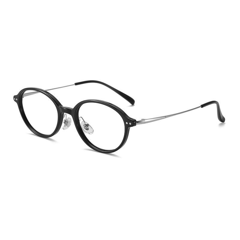 TR Frame Titanium Leg Oval Tortoiseshell Glasses for Women, Style Ti0185 - Suitable for Prescription Lenses